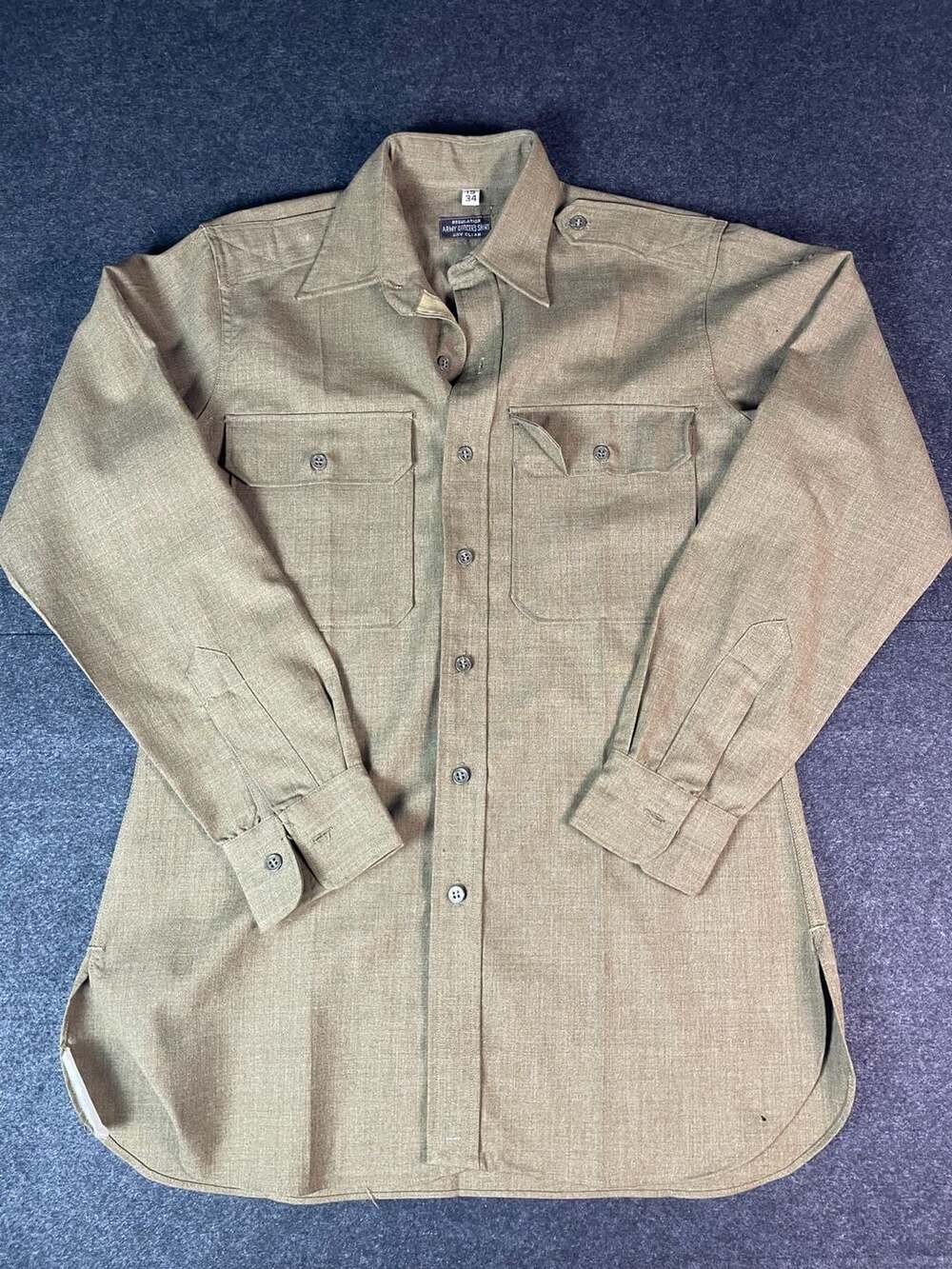 WWII US Army Regulation Army Officer's Shirt Size 15 34 Vintage Wool